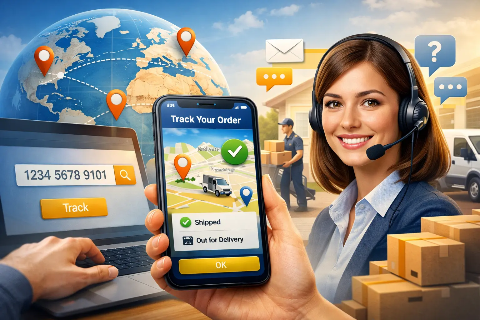 Bestelling volgen met track & trace op smartphone en actuele verzendstatus zodat klanten geïnformeerd worden over de status van hun bestelling.