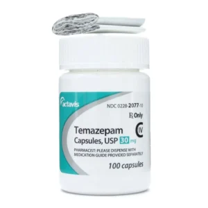 Temazepam 30 mg verpakking met 100 tabletten slaapmedicatie blister en doos