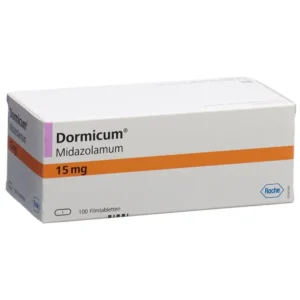 Dormicum 15mg Midazolam 100 tabletten verpakking benzodiazepine slaapmedicatie sterke werking product afbeelding