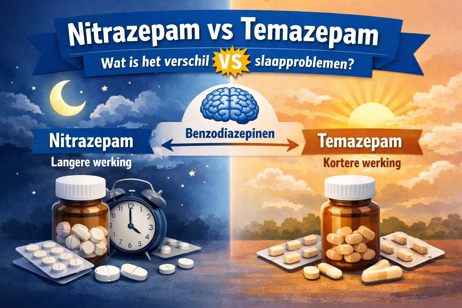 Vergelijking tussen Nitrazepam en Temazepam bij slaapproblemen en benzodiazepinen