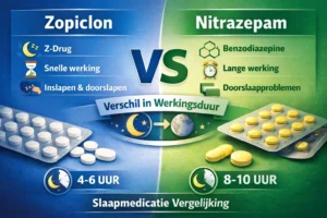 Vergelijking tussen zopiclon en nitrazepam met verschil in werking werkingsduur en toepassing bij slaapmedicatie