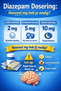 Diazepam dosering hoeveel mg heb je nodig infographic 2 mg 5 mg 10 mg uitleg lichte gemiddelde sterke dosering benzodiazepinen