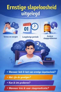 Ernstige slapeloosheid uitgelegd infographic oorzaken stress langdurige slaapproblemen slaapmedicatie
