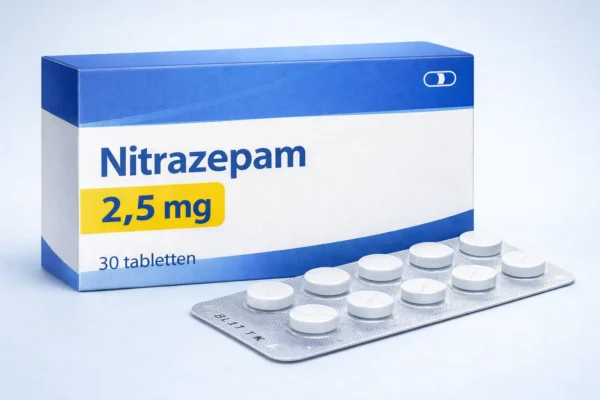 Nitrazepam 2-5mg 30 tabletten verpakking met blister slaapmedicatie benzodiazepine
