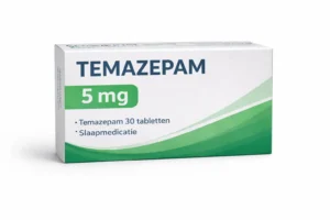 Temazepam 5 mg verpakking met 30 tabletten slaapmedicatie doosje