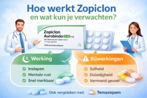 Zopiclon werking en bijwerkingen infographic slaapmedicatie uitleg inslapen en effecten